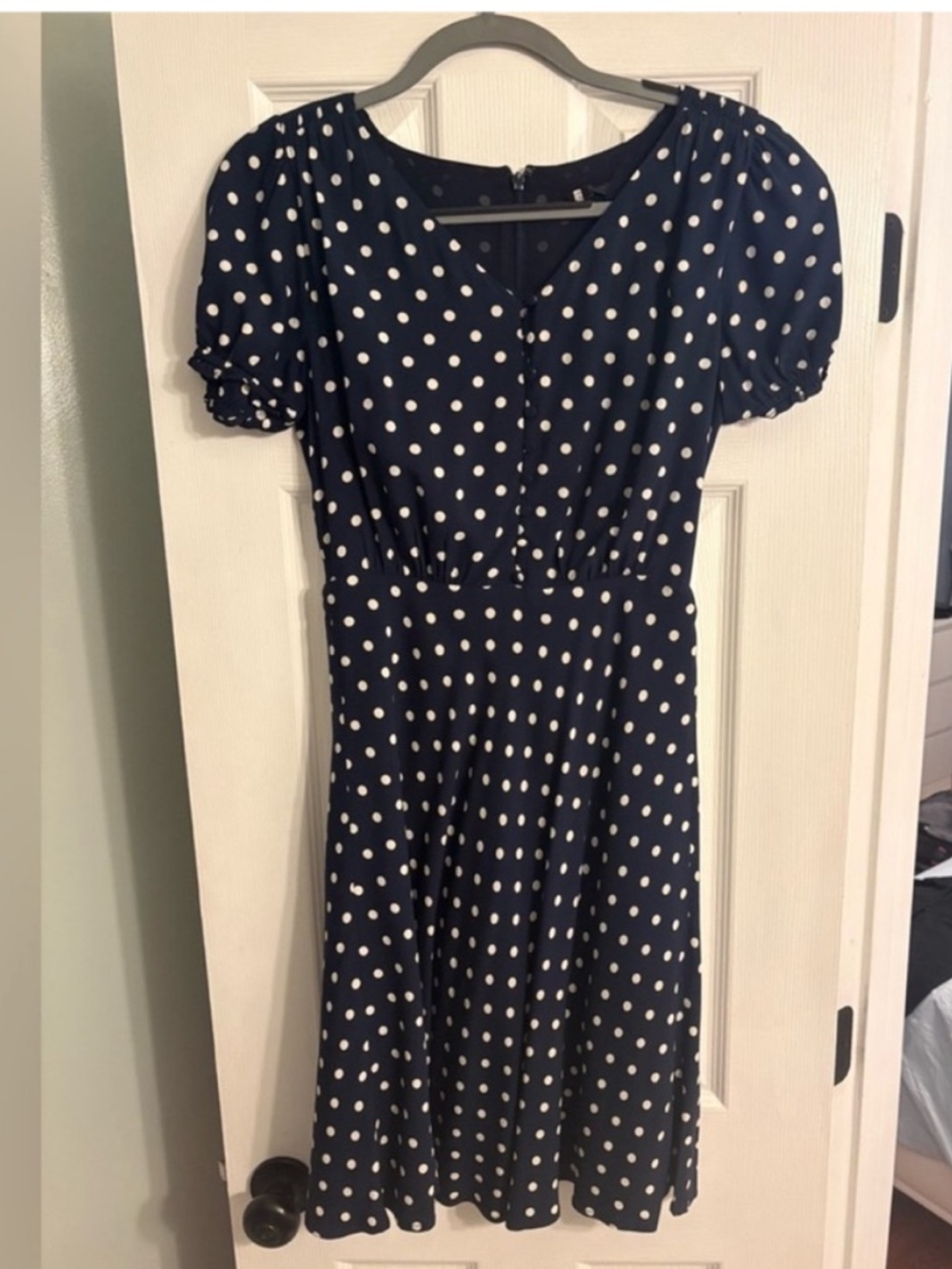 J.Crew Navy Polka Dot Fit & Flare Dress | Size 0 | Dry Cleaned